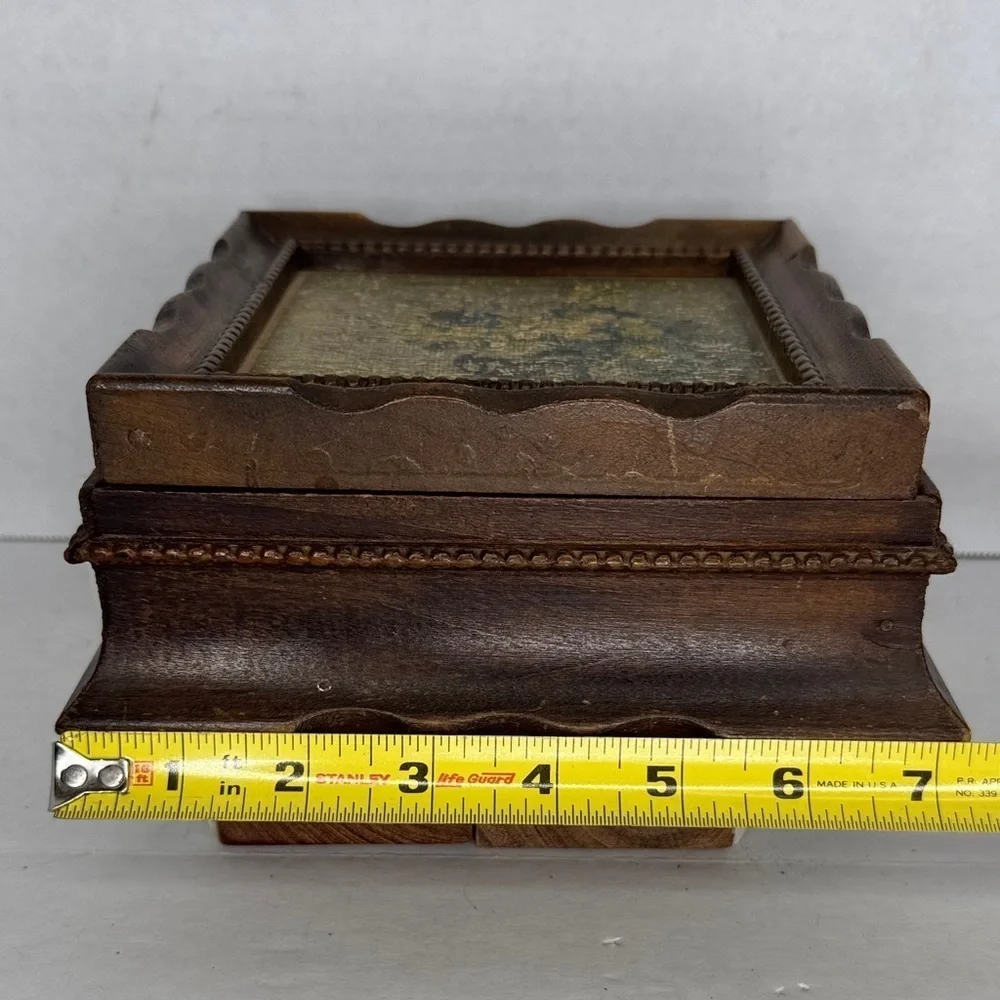 Antique Floral Framed Mirrored Dresser Box